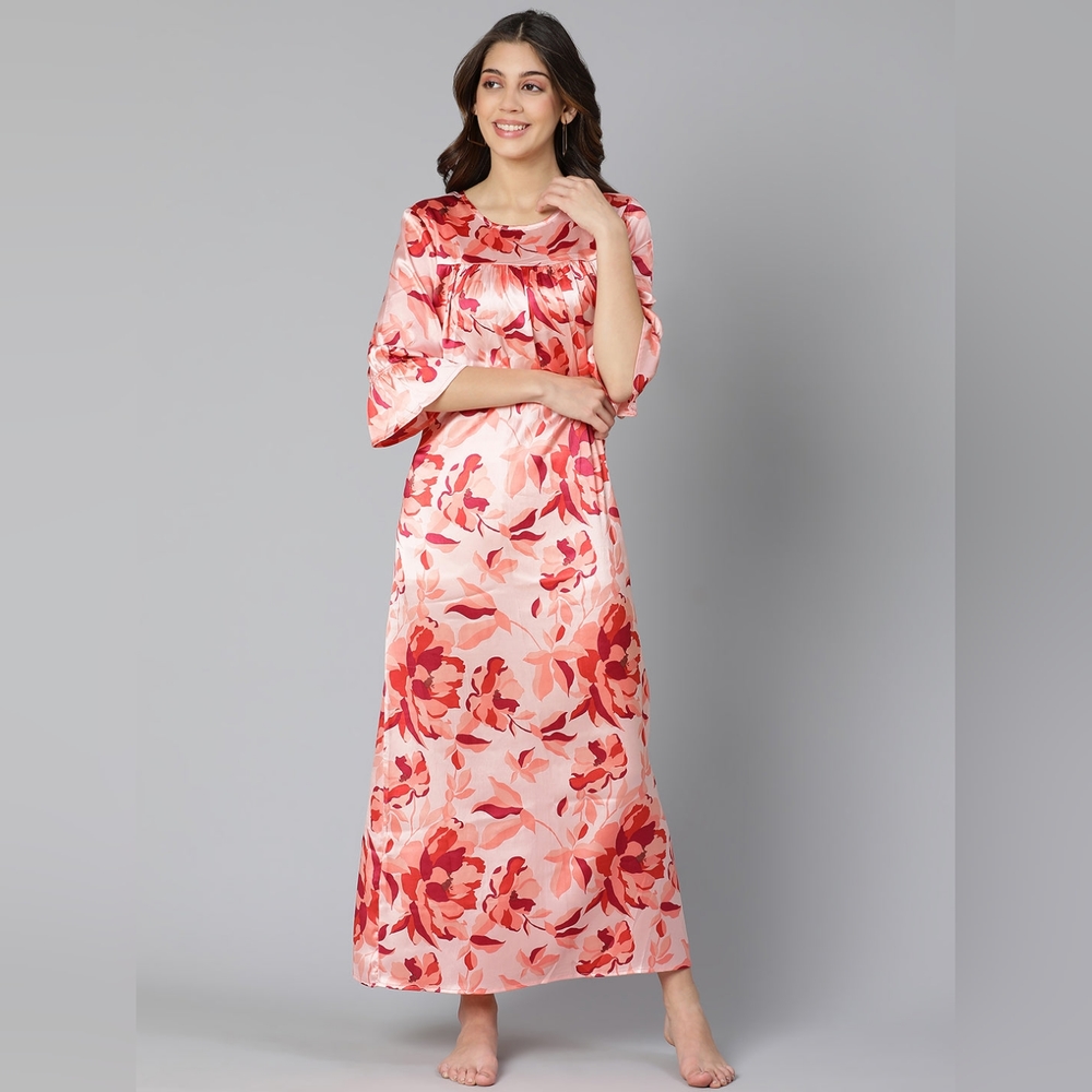 Daniela: Floral Pink Nightgown - Picture 2 of 3